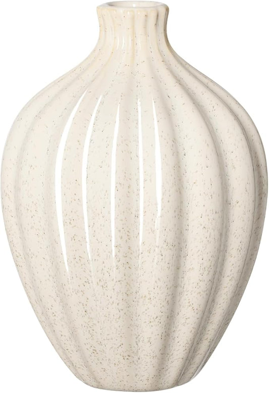 Torre & Tagus Allium Reactive Glaze Ceramic Bud Vase - 6 Inch Small Flower Vase & Small Ceramic Vases for Flowers, Handmade Ribbed Bud Vases for Home Decor & Wedding Decor for Table