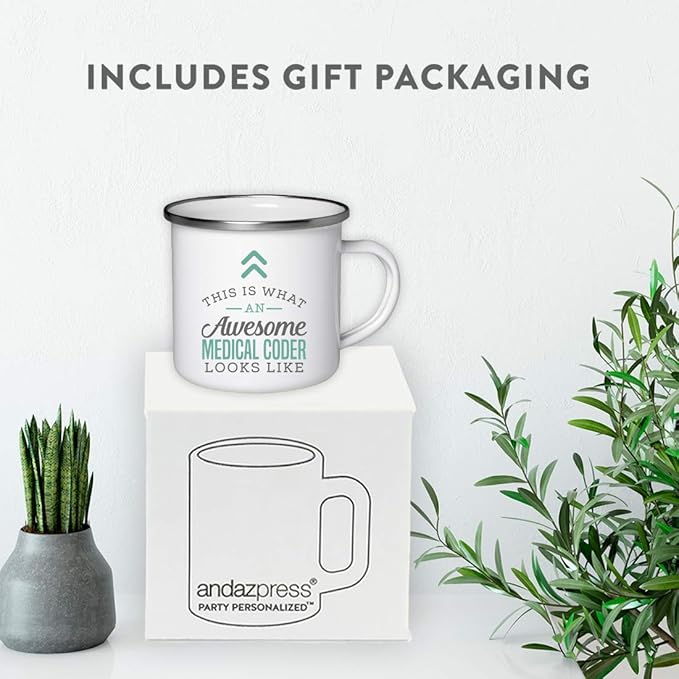 Andaz Press 11oz. Stainless Steel Campfire Coffee Mug Gift, This is What an Awesome Medical Coder Looks Like, 1-Pack, Birthday Gift Ideas Coworker Him Her, Includes Gift Box