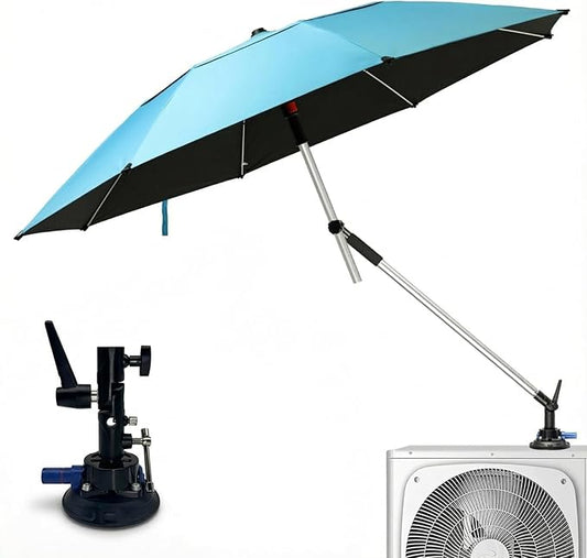 Hnemix 60” HVAC Umbrella with Magnetic Base Replacement with Vacuum Suction Base Portable and Adjustable 180° Shade Reinforced Portable Work Umbrella Kit for Outdoor Activities and HVAC Work