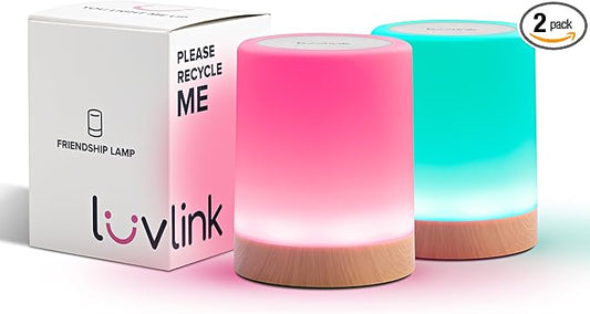 LuvLink Friendship Lamp v2.0 - Long Distance WiFi Touch Lamps for Couples, Friends & Family | Stay Connected from Anywhere – Easy App Setup – No Subscription (Set of Two)