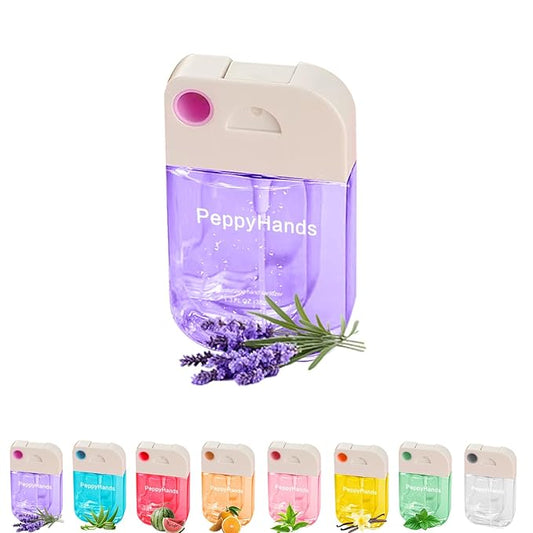 PeppyHands Hand Sanitizer, Hand Sanitizer Spray, Hydrating Spray for Hand, Portable Sanitizer spray Set ﻿for Travel Size, 500-Sprays Each Multi-Flavor (Lavender)