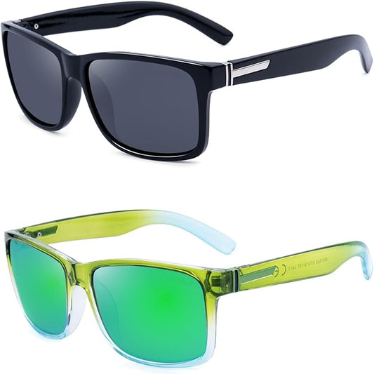 LECKIRUT Vintage Polarized Sunglasses for Men Women Retro Oversized Square Mirror Sun Glasses