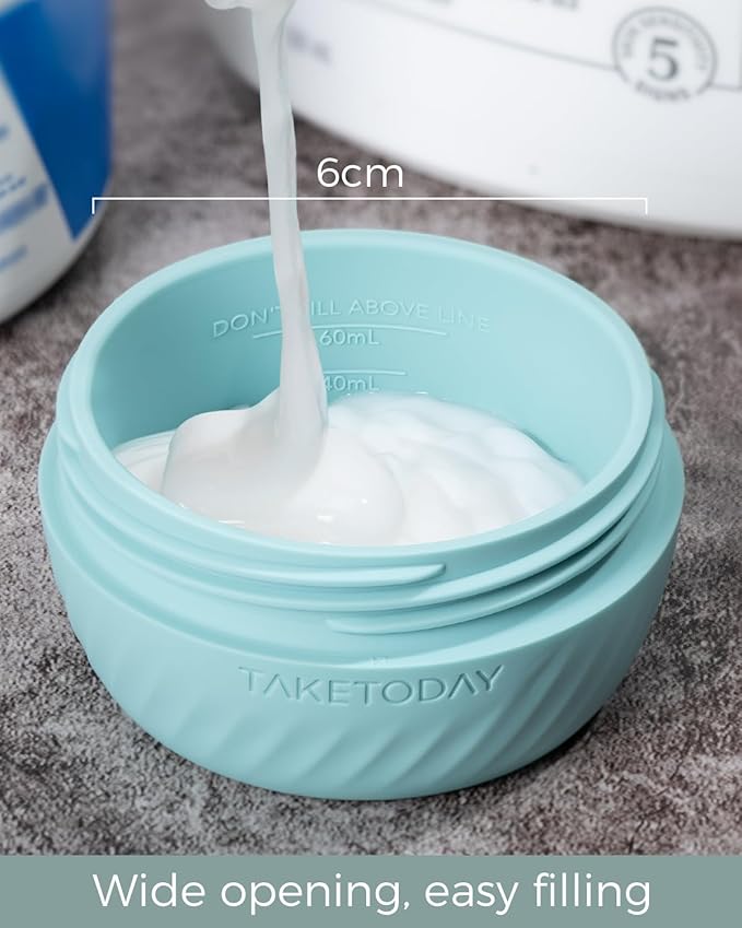 TakeToday Travel Containers for Toiletries, Leak-proof, TSA Approved, Refillable Silicone Cream Jars with Lid Travel Size Essential for Cosmetic toiletry Cream, 2&3oz, 4 Pack (Grey)