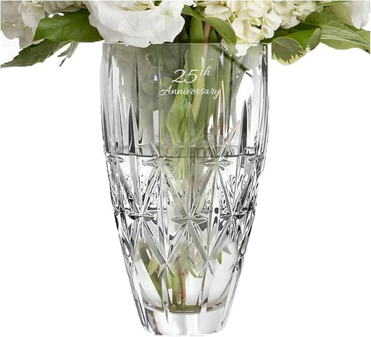 Marquis by Waterford Personalized 9" Sparkle Vase, Custom Engraved Crystal Vase for Flowers, Elegant Home Decor