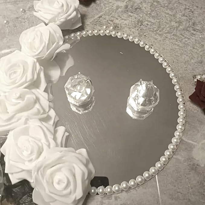 16Pack Round Mirror Centerpieces for Table Decorations, 12inch Circle Mirror Trays Plates for Centerpieces, Circle Mirror Candle Plates for Centerpieces Table Wedding Party Decorations