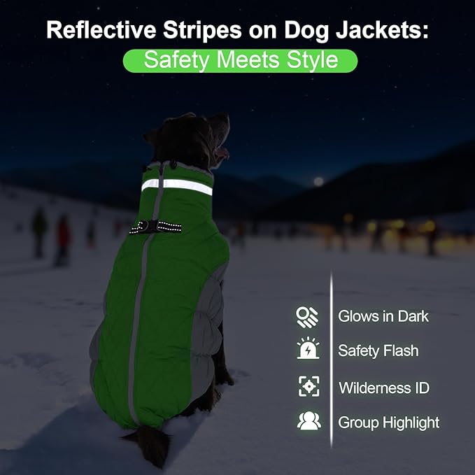 OUOBOB Warm Dog Coats for Large Dogs, Waterproof Dog Jacket with Harness Built in, Zipper Clousure, Fleece Lining, Turtleneck, for Cold Weather, Snowsuit for German Shepherd, Weimaraner, Labrado XXXL