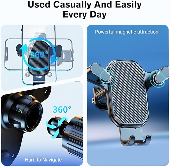 PVZXR Air Vent Car Phone Mount Holder,2026 New Wider Clamp & Metal Hook Car Phone Holder Vent [Thick Cases Friendly] Phone Holders for Your Car Mount Automobile Hands Free Cradle Air Vent (B-2PCS)