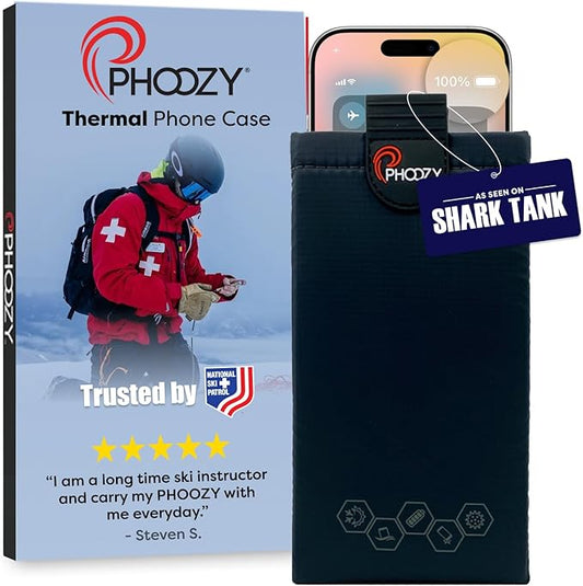PHOOZY XP3 Ultra-Durable Thermal Phone Case for Extreme Cold | Insulated Phone Case Extends Battery Life 4X | Snowboard & Ski Gear | As Seen on Shark Tank | Large - Black