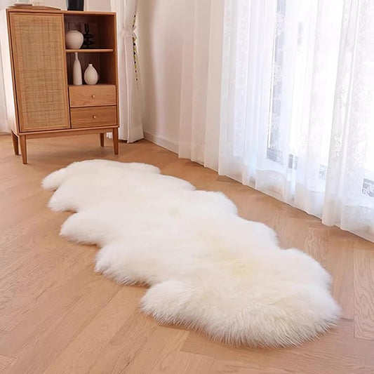 WL&ALLEN Thick and Lush Sheepskin Rug - 3 Inch Pile, Luxury Australian Pelts | Large Double Pelt 2'6" x 6'6", Ivory White