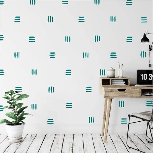 120pcs Modern Line Wall Stickers Boho Nursery Kids Living Room Scandinavian Home Décor Self-Adhesive Murals Vinyo DIY Gift YT5037 (Teal)