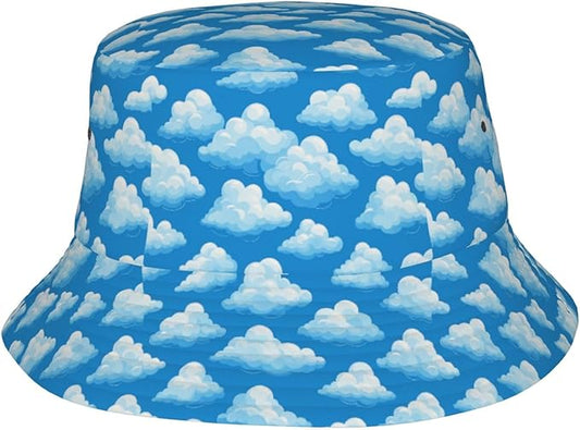 Colorful Fire Balloon, White Cloud Fisherman Hat Summer Foldable UV Protection Sun Hat