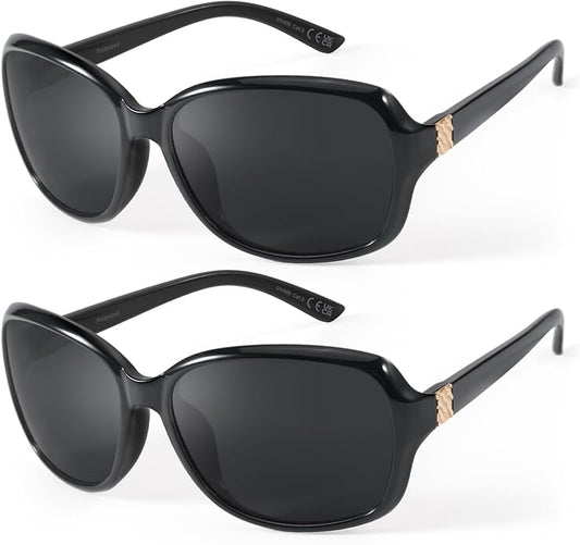 SIPHEW Polarized Sunglasses for Women | Vintage Square Sunglasses w UV400 Protection | Womens Wraparound Shade