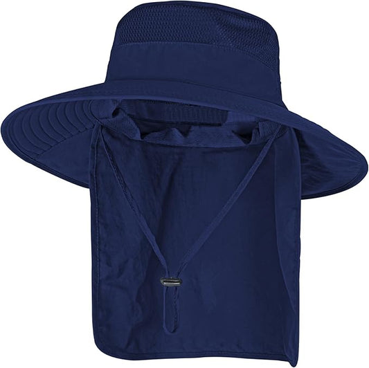 Sun Hats for Men Women Fishing Hat UPF 50+ Breathable Wide Brim Bucket Hats Summer UV Protection Safari Hat with Neck Flap