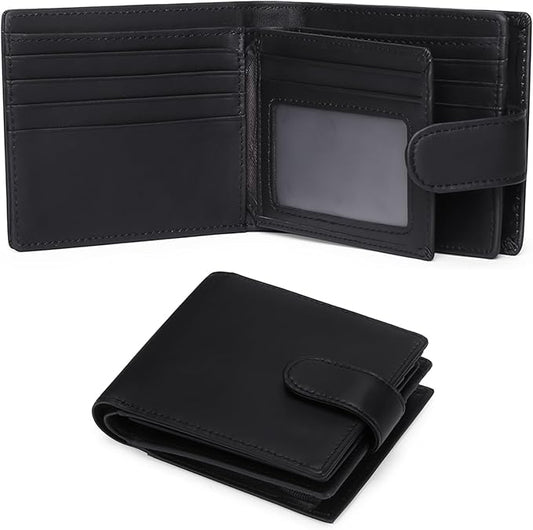 GOIACII Mens Wallet Large Capacity Genuine Leather RFID Blocking Bifold Wallets for Men with ID Window and 15 Card Slots