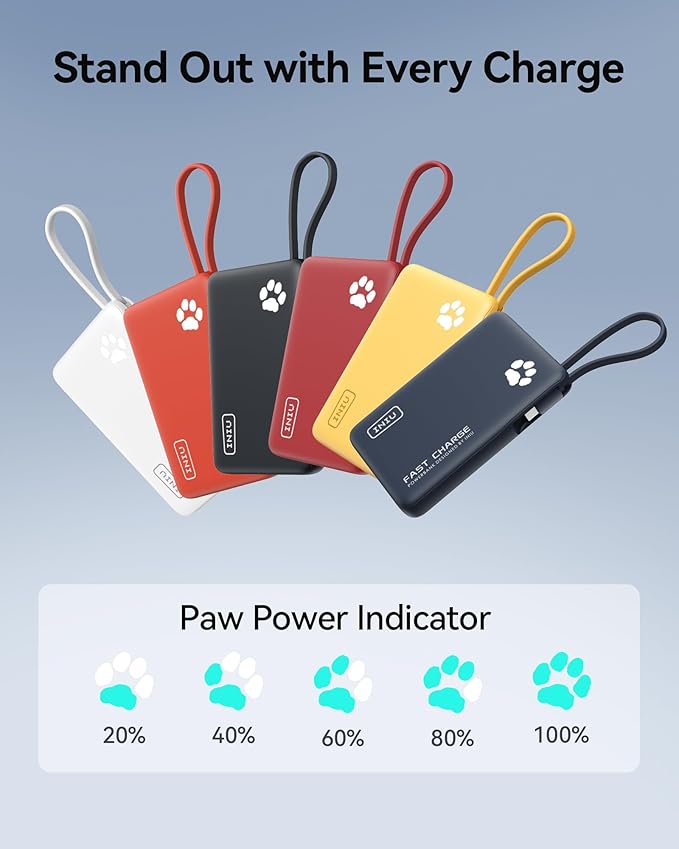 INIU Portable Charger, Slim 10000mAh Power Bank with Built-in USB-C, 45W Fast Charging Flight Travel Essentials, for College Students Men Women Girl Boy