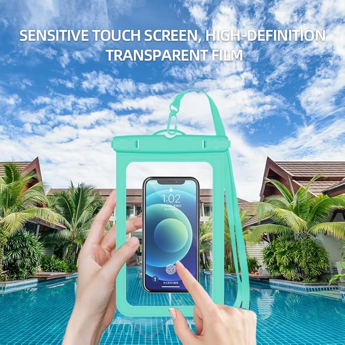 [Up to 8.9" 2 Pack Waterproof Phone Pouch Case,Waterproof Phone Bag for iPhone 17 16 15 14 13 Pro Max Plus Galaxy S25 S24 Ultar Plus+,IPX8 Cellphone Dry Bag Beach Travel Essentials-Green