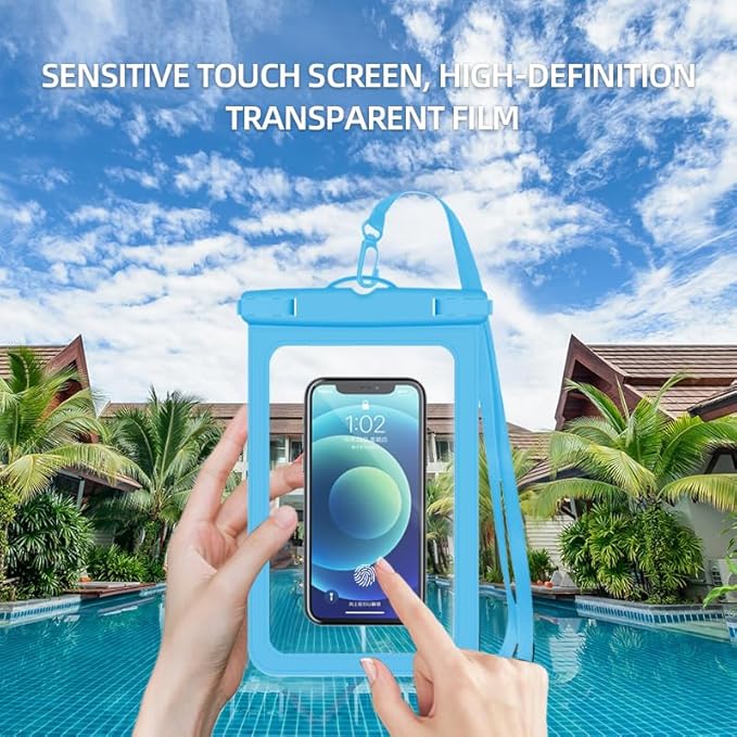 [Up to 8.9" 2 Pack Waterproof Phone Pouch Case,Waterproof Phone Bag for iPhone 17 16 15 14 13 Pro Max Plus Galaxy S25 S24 Ultar Plus+,IPX8 Cellphone Dry Bag Beach Travel Essentials-Blue