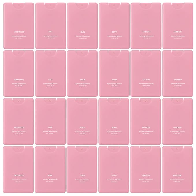 Dansib 24 Pcs Mini Hand Sanitizer Spray Bulk Travel Size Perfume Hand Sanitizer Spray Mist Pocket Hydrating Sanitizers Refillable for Women Adults Teacher Guests Coworker Christmas Party Favors