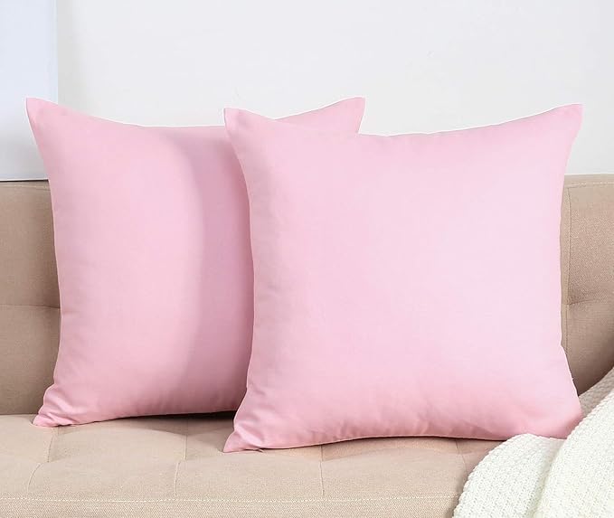 TangDepot Handmade Decorative Solid 100% Cotton Canvas Throw Pillow Covers/Pillow Shams, (26"x26", Salmon Pink)