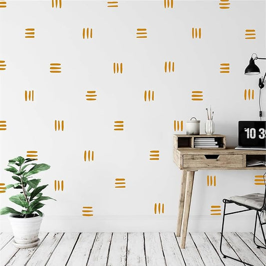 120pcs Modern Line Wall Stickers Boho Nursery Kids Living Room Scandinavian Home Décor Self-Adhesive Murals Vinyo DIY Gift YT5037 (Yellow)