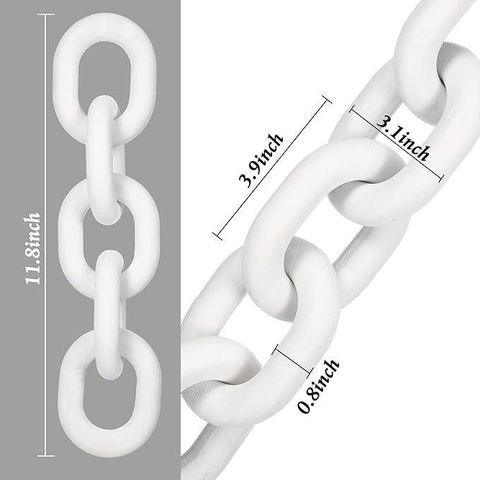 Queekay Decorative Wood Chain Link Decor Rustic Wooden 5 Link Wooden Chain Decor Ornament Farmhouse Home Decoration Hand Carved Wood Crafts Ornaments for Coffee Table(White)
