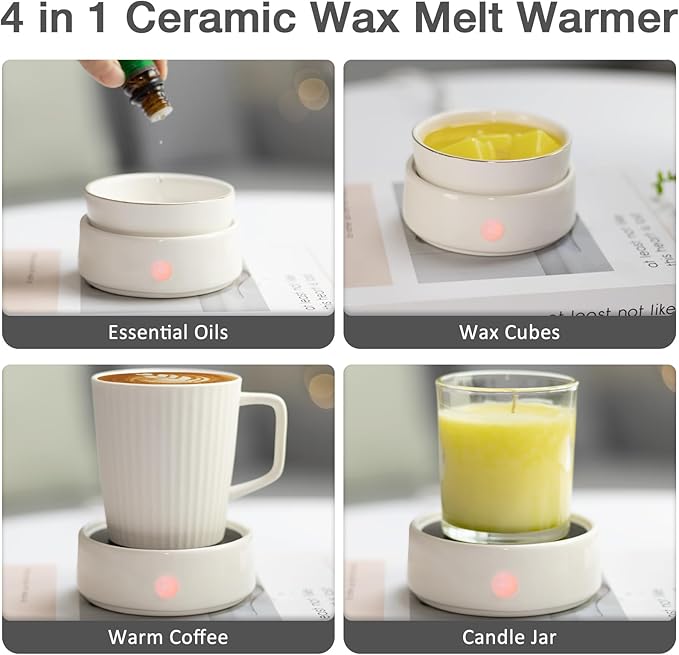 Bobolyn Wax Melt Warmer Candle Burner - Electric 3-in-1 Essential Oil Burner Ceramic Fragrance Candle Wax Burner for Scented Wax Tarts Candle Jars Essential Oils Home Office Bedroom Gift Decor