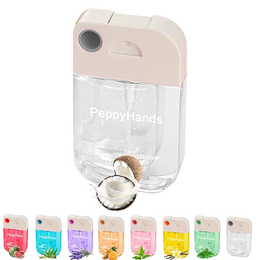 PeppyHands Hand Sanitizer, Hand Sanitizer Spray, Hydrating Spray for Hand, Portable Sanitizer spray Set ﻿for Travel Size, 500-Sprays Each Multi-Flavor (Coconut.)