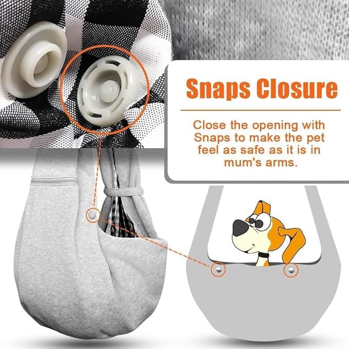 Tomkas Small Dog Sling Carrier - Zipper Pocket & Adjustable Strap - for 3-10 lbs Pets(Grey)
