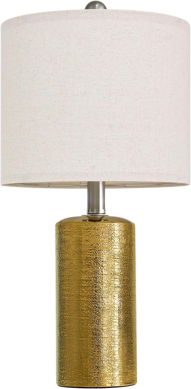 20.5" Small Table Lamps for Living Room Lamp Single Ceramic Lamps for Bedroom Bedside Lamps Modern Boho Lamps for Night Stands Farmhouse Nightstand Lamp Side End Table Lamp, Gold