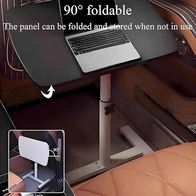 Portable Car Seat Tray Table, Multi-Functional Foldable Car Desk, RV Folding Table, Desk Computer Workstation for Motorhome, Car Computer Desk for Working, Eating (White, 18.9" Lx9.4 W/48x24cm)