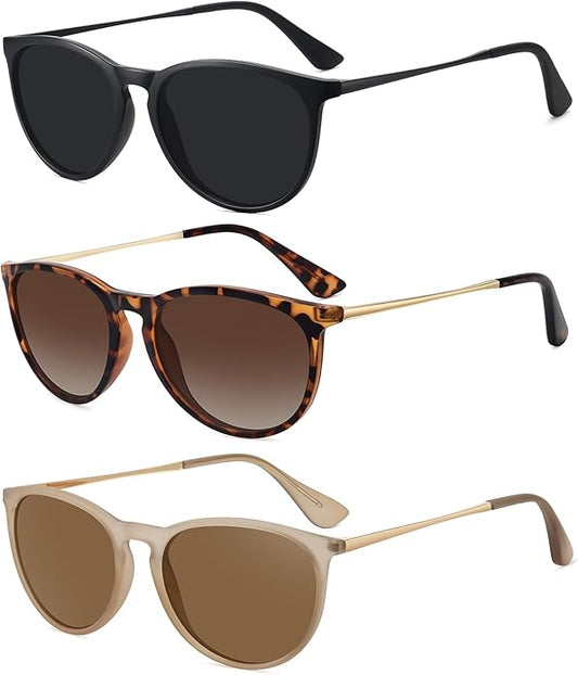Retro sunglasses womens 2024 trendy round classic glasses
