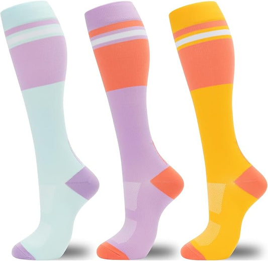 fenglaoda Compression Socks for Women Men 3 Pairs Graduated Compression Support Circulation Socks for Nurses