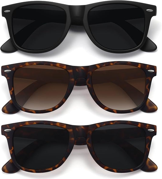 MEETSUN Polarized Sunglasses for Women Men Classic Retro Trendy Driving Sun Glasses UV400 Protection (3 Pack)