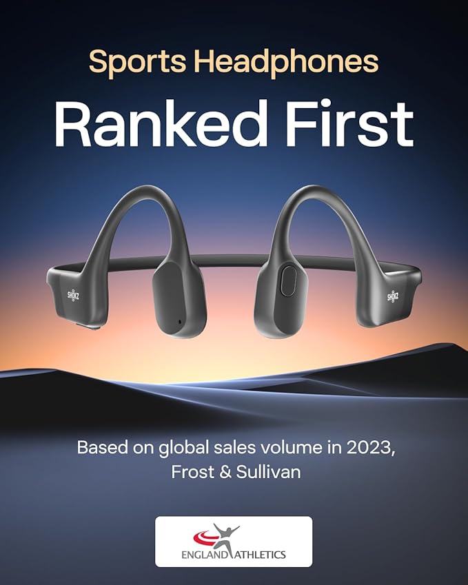 SHOKZ OpenRun Mini-Bone Conduction Headphones,Open-Ear Bluetooth Wireless Sport Headphones for Running & Workout,Sweat Resistant, Long 8H Playtime,Mic,with Hair Band-Black