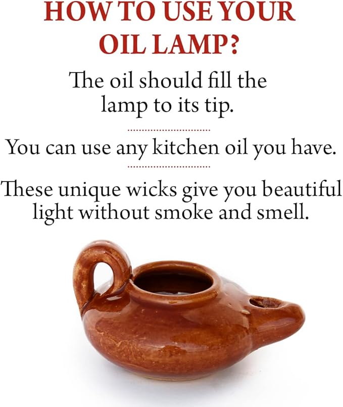 Biblical Herodian Clay Oil Lamp – Authentic Glazed Replica from The Time of Jesus in Jerusalem - Handmade Holy Land Christian Faith Gift