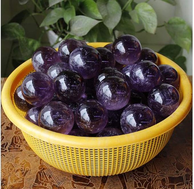Natural Amethyst Healing Crystal Gemstone Sphere Ball for Reiki Balancing Meditation Energy Home and Office Decoration 40mm 100grams (4cm, Amethyst)