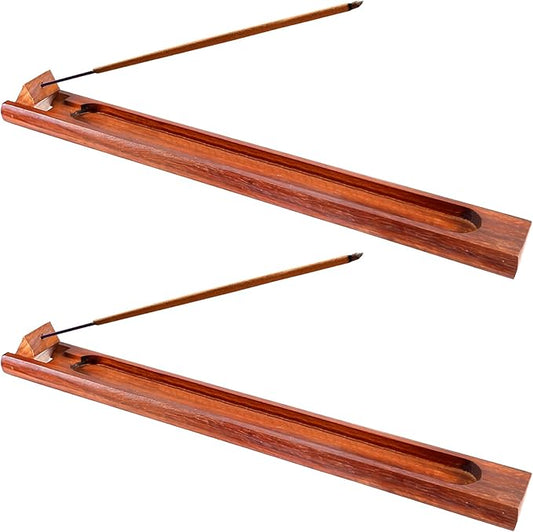 2 Pieces Wood Incense Holder for Sticks with Adjustable Angle, 9.5 Inches Natural Rosewood Incense Burner with Incense Ash Collector, Home Incenses Burner for Meditation Yoga Relaxation Home Decor