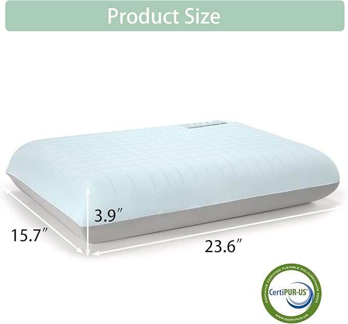 Cooling Memory Foam Pillow, Bed Pillows, Neck Pillow for Sleeping, Memory Foam Pillows for Sleeping Side, Back & Stomach Sleepers, Breathable & Removable Cover, Extra Soft