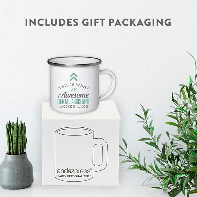 Andaz Press 11oz. Stainless Steel Campfire Coffee Mug Gift, This is What an Awesome Dental Assistant Looks Like, 1-Pack, Birthday Gift Ideas Coworker Him Her, Includes Gift Box