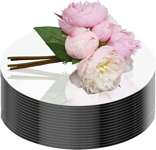 16Pack Round Mirror Plates for Centerpieces Tables, 6inch Mirror Trays Circle Mirror Plates for Tables Decoration, Circular Mirror Candles Flat for Table Centerpiece Wedding Party Decor Crafts