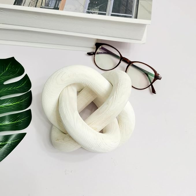 3-Ring Wooden Chain, Pine Wood Carving, Modern Home Minimalist Coffee Table Decoration, Living Room, Bedroom, Bookshelf, Porch Decoration（F）