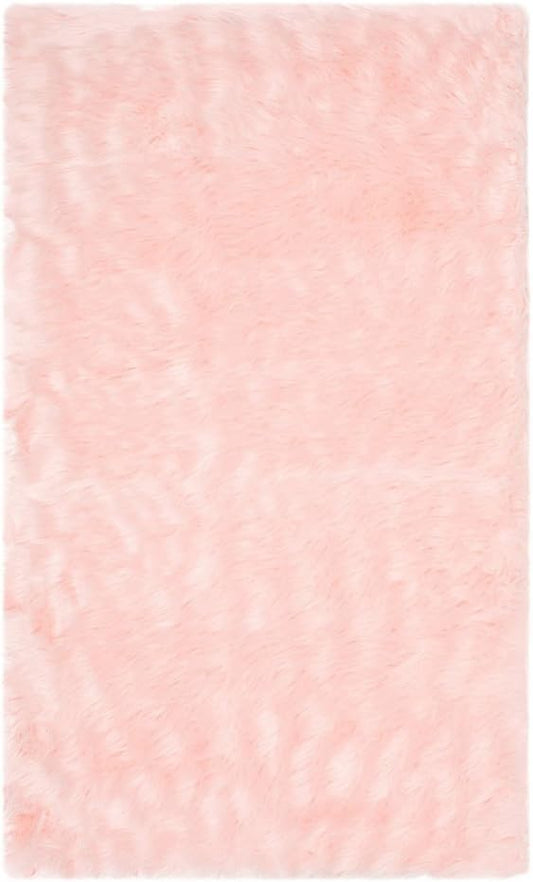 SAFAVIEH Faux Sheep Skin Collection 3' x 5' Pink FSS235G Silken Glam 2.35-inch Thick Area Rug