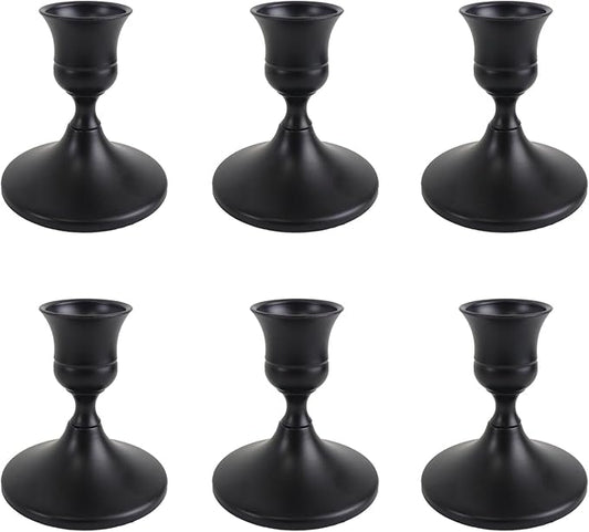 Vintage Black Taper Candle Holders Set of 6, Metal Candlestick Holders Elegant Handcrafted Décor for Weddings, Dining & Meditation,Table Centerpiece, Party, Christmas Decoration or Home Decor