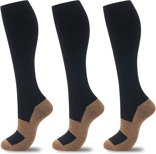 fenglaoda Compression Socks for Women Men 3 Pairs Graduated Compression Support Circulation Socks for Nurses