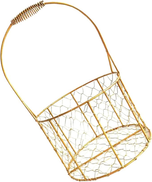 Decorative Round Wire Basket with Handle Versatile Storage for Fruits Flowers and Crafts Chic Iron Wire Basket for Weddings and Home Organization