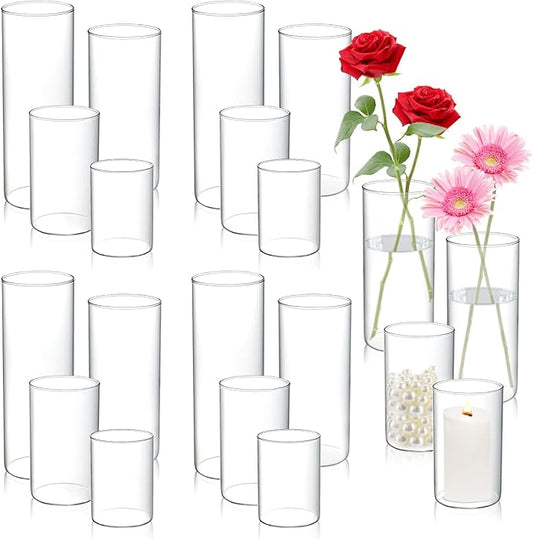 20pcs Cylinder Vases for Centerpieces - Glass Vases for Flowers with 4 Different Sizes, Modern Floating Candle Vases Formal Dinners Home Decor 4, 6, 8, 10 Inches in Height