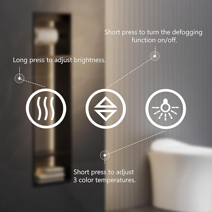 Sweetcrispy 28"x 20" Rectangle LED Bathroom Mirror with Front Light and Backlit, Smart Memory Functionr - Enhanced Anti-Fog Feature, Pure White