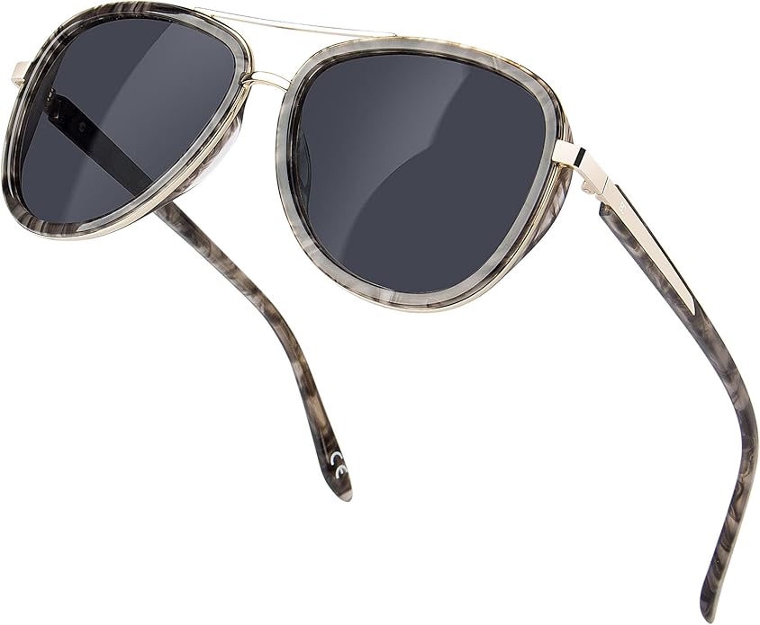 BIRCEN Polarized Sunglasses for Women UV - Protection Womens Retro Mirrored Shades with Acetate Frame BC2001