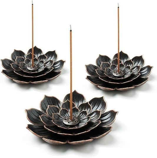 3 Pack Brass Lotus Incense Holder, Incense Sticks Burner, Incense Ash Catcher