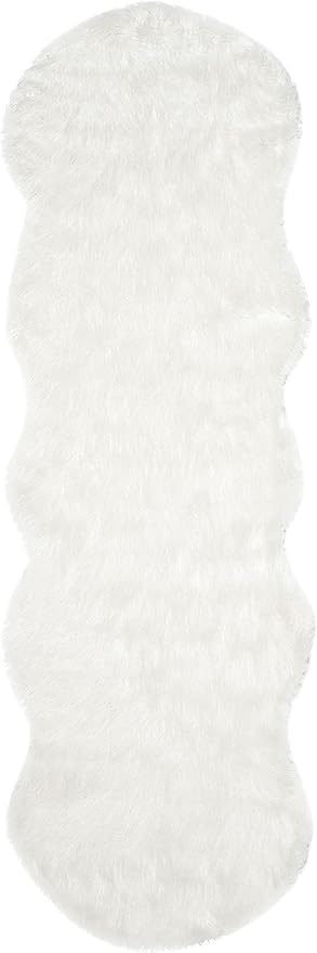 SAFAVIEH Faux Sheep Skin Collection Runner Rug - 2'6" x 6', Ivory, Silken Glam Design, Non-Shedding & Easy Care, 2.35-inch Thick Ideal for High Traffic Areas in Living Room, Bedroom (FSS117A)